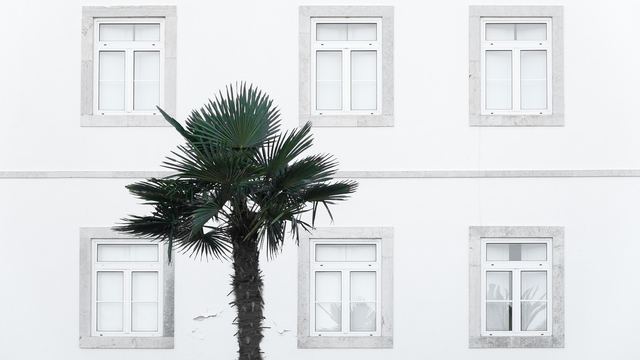 Weißer Fensterrahmen mit Fensterbank